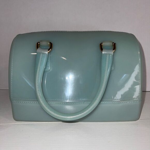 Candy Satchel/Top Handle Bag Large Handbag Women’s Blue Jelly Gold Tone Hardware - Picture 1 of 8